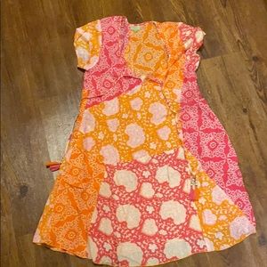 Orange and pink dress with tassel strings